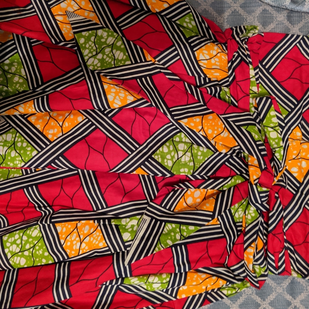 African ankara short skirt with attached belt